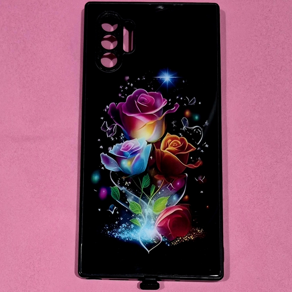 Samsung Galaxy Note 10 Floral Design Phone Case - Black